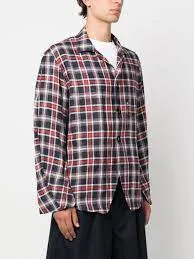 Check-Print Linen Shirt Jacket