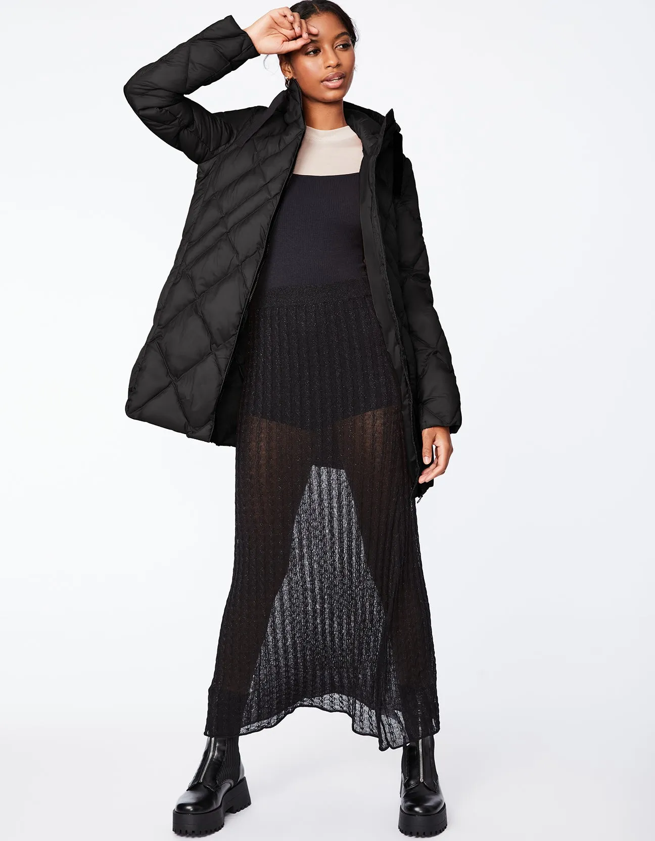 Stylish Dynamic Diamond-Printed Puffer Coat