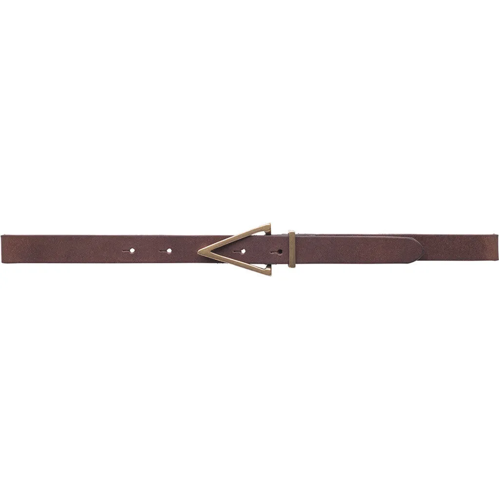 Narrow leather belt with beauiful details / 16080 - Dark brown
